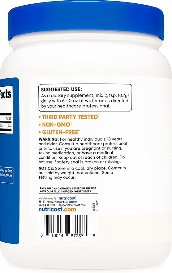 Nutricost Potassium Chloride Powder 1kg - Gluten Free, Non-GMO