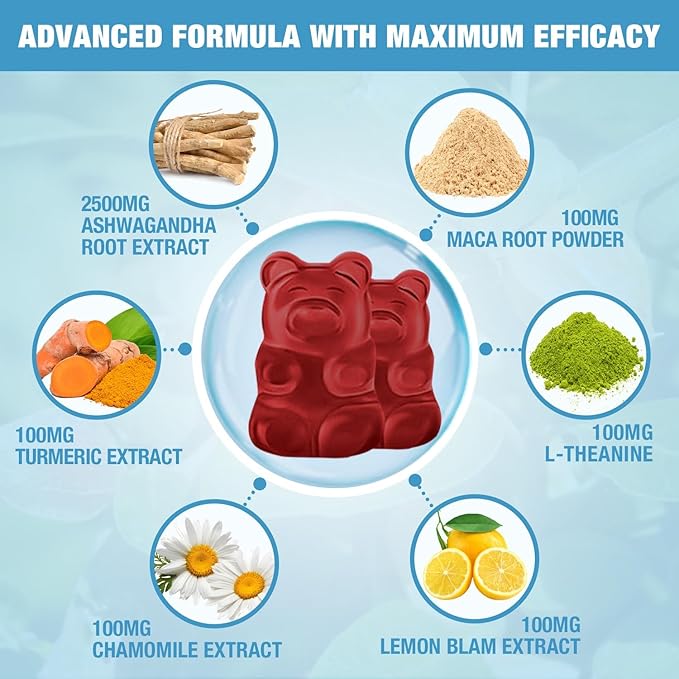 Organic Ashwagandha Gummies - with Turmeric Extract, L-Theanine & Vitamin B12 - Ashwagandha Ksm 66 for Immune Support & Increased Energy - Non GMO, Vegan - 120 Count