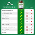 Zazzee Myo-Inositol Capsules, 2000 mg per Serving, 240 Vegan Capsules, Ideal Dosage for 40:1 Ratio, Certified Kosher, Hormone Balance & Healthy Ovarian Function Support, Non-GMO, Made in the USA
