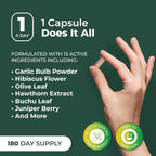 PurePremium Blood Pressure Supplements with Hawthorn Berry, Hibiscus, Garlic & Vitamin B12- Nitric Oxide Supplement for Normal Heart Health, Circulation Health & Blood Pressure Support - 180ct