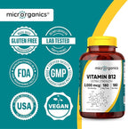 Vitamin B12 2,000 mcg Extra Strength – Energy, Focus & Nervous System Support – Cyanocobalamin Form – 180 Vegan Capsules, 180 Servings