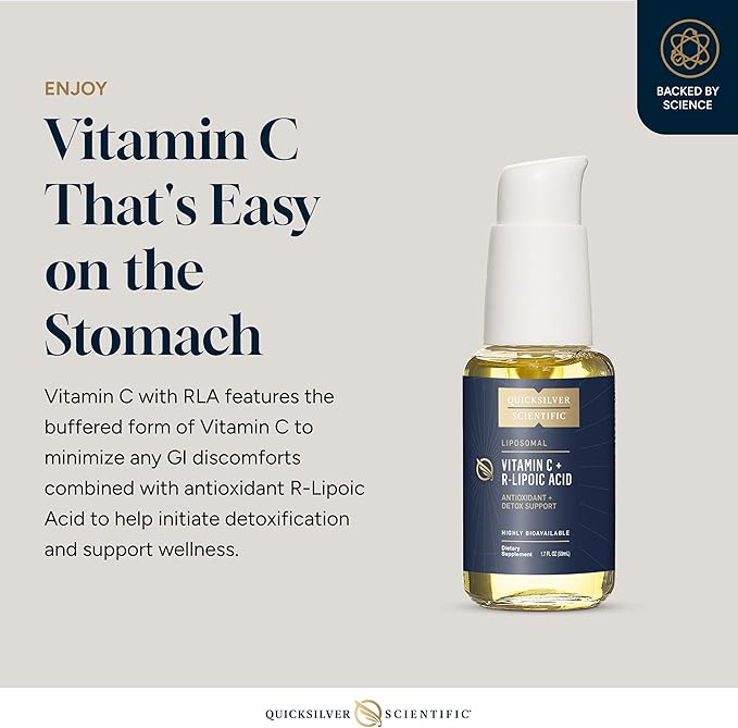 Quicksilver Scientific Vitamin C + R Lipoic Acid - Liposomal Vitamin C with RLA - Antioxidant, Detox & Immune Support Supplement - with Superior Absorption (50 ml)