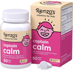 Renzo's Captain Calm Kids Magnesium Supplement with L-Theanine, Dissolvable Kids Vitamins for Relaxation and Mood Support, Sugar-Free Melty Tabs, Green Apple Flavor, 60-Count (1-2 Month Supply)