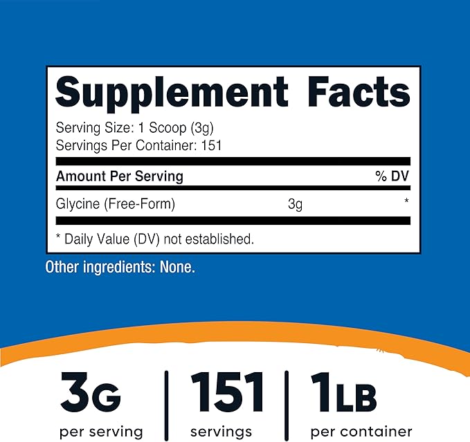 Nutricost Glycine Powder 1lb - Non-GMO, Gluten Free