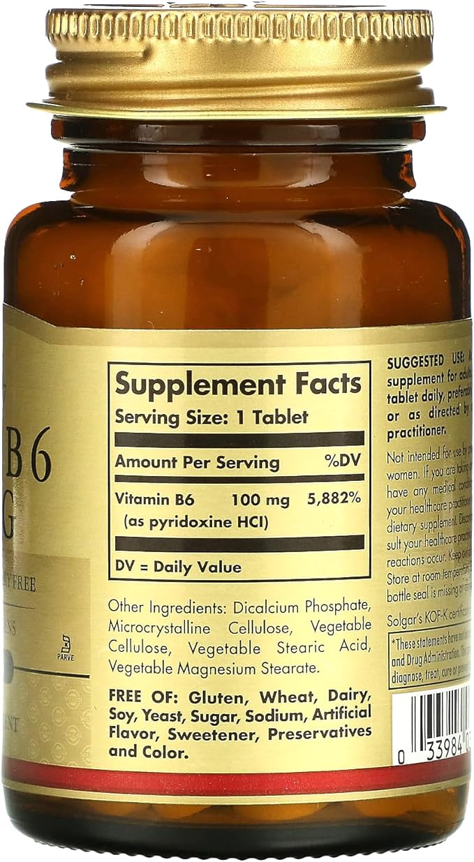 Vitamin B-6 100mg Solgar 100 Tabs
