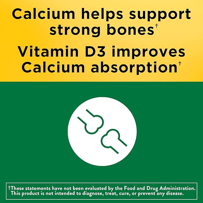 Nature Made Calcium 500 mg with Vitamin D3, Calcium and Vitamin D Supplement for Bone Support, 130 Tablets