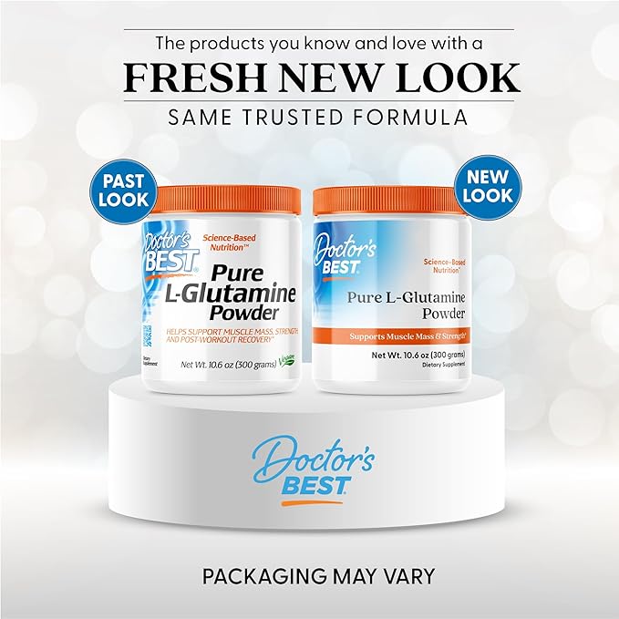 Doctors Best Pure L Glutamine Powder Supplement for Men & Women - L-Glutamine 5g Per Serving, Amino Acid Support, Supports Muscle Mass & Strength, Non-GMO, Gluten Free, Soy Free, Vegan - 10.6 oz