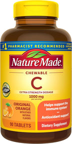 Nature Made Extra Strength Dosage Chewable Vitamin C 1000 mg per serving, Vitamin C Chewable Dietary Supplement for Immune Support, 90 Tablets, 45 Day Supply