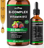Vitamin B Complex Drops, Active B12 Methylcobalamin 5000mcg, B6, B1, B2, B5, B7, B3, Folate with Vitamin C, B12 Sublingual Liquid Fast Absorption | Boost Energy, Focus & Immunity, Vegan | 60 Servings