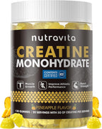 Nutravita Creatine Monohydrate Gummies for Men & Women-5g of Creatine Monohydrate per Serving - Sugar Free,Vegan,Pineapple Flavor, 120 Count