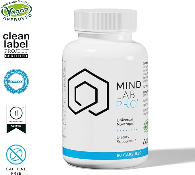 Mind Lab Pro® MLP® v4 Universal Nootropic™ Brain Booster Supplement for Focus, Memory, Clarity, Energy - 60-Count - Plant-Based, Naturally Sourced Memory Vitamins for Better Brain Health, Made in USA