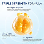 Vitamin World Triple Strength Omega 3 Fish Oil 1360 mg Supplement, 950 mg Active Omega-3 Fatty Acids with EPA & DHA, Supports Heart, Brain & Joint Health, Gluten Free, 180 Softgels, 6 Months Supply