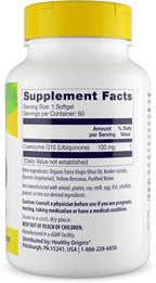 Healthy Origins® CoQ10 100 mg – Natural Trans-Isomer Ubiquinone – Yeast Fermented, Supports Heart Health & Cellular Energy – Non-GMO 60 Softgels