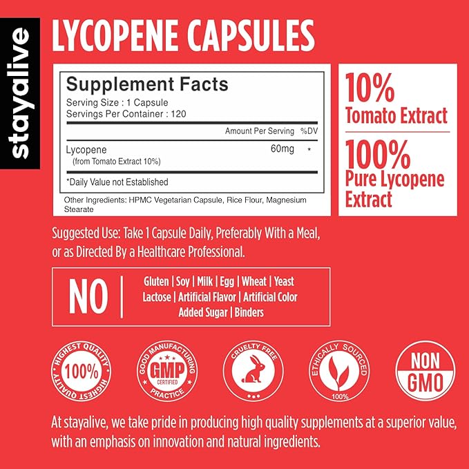 STAYALIVE Lycopene and Pygeum Bundle with Saw Palmetto, Pumpkin Seed and Zinc, 240 Vegan Pills, Non-GMO & Gluten Free Men's Health Supplement