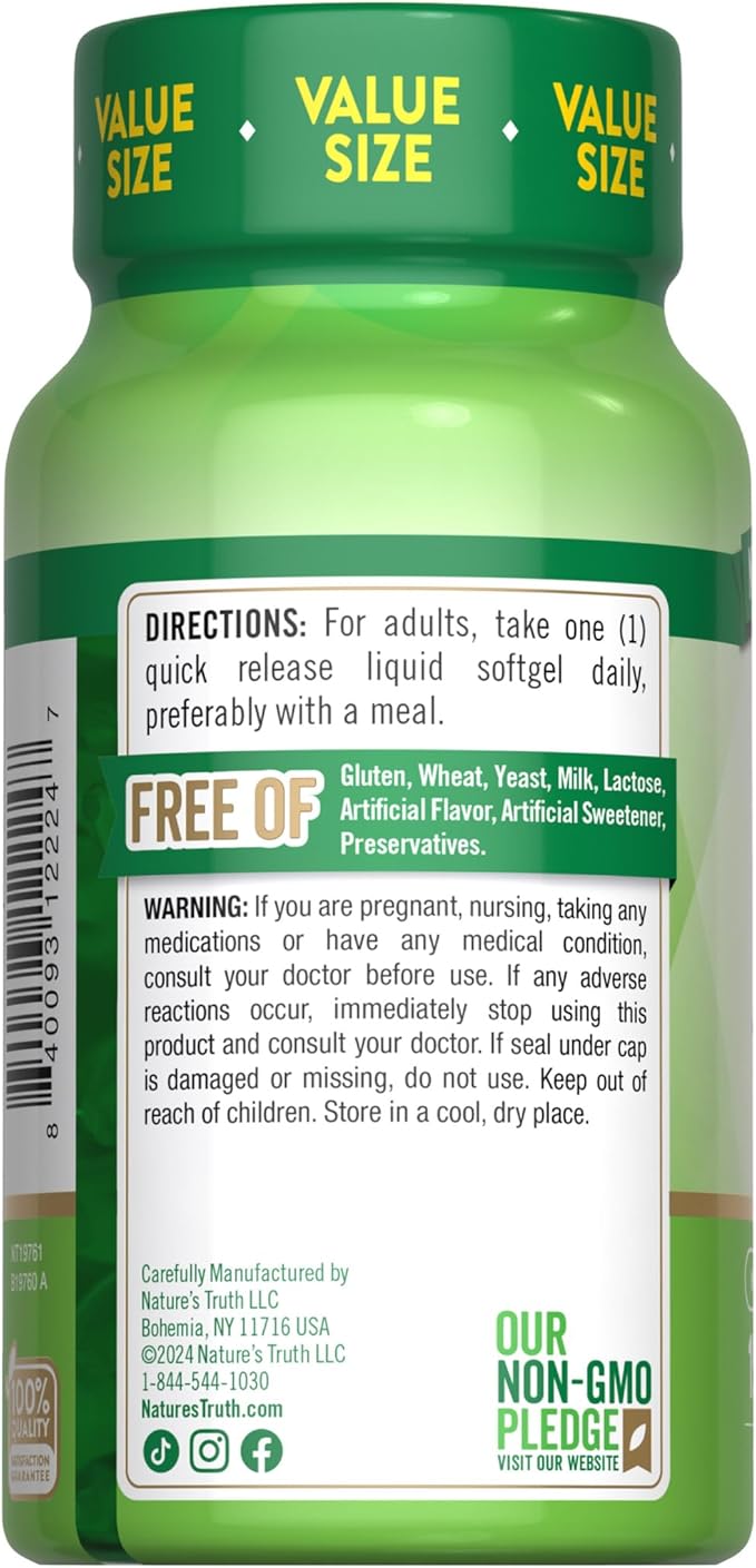 Nature's Truth Vitamin B12 | 1000 mcg | 150 Softgels | Non-GMO & Gluten Free Supplement