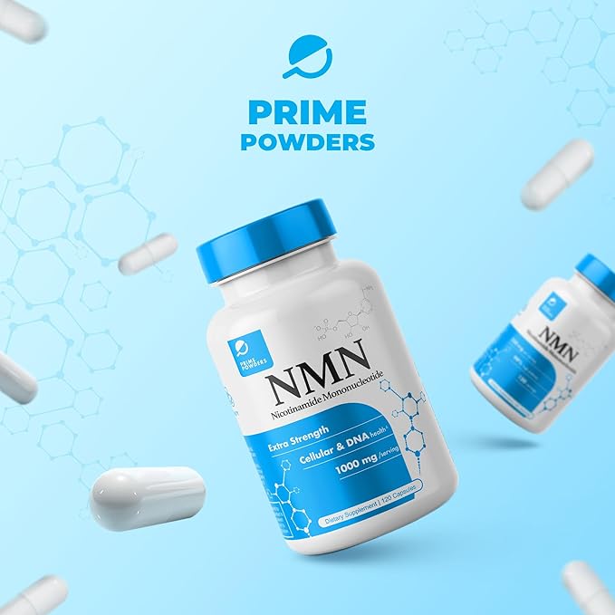 Prime Powders NMN Capsules – 1000mg per Serving – Stabilized Nicotinamide Mononucleotide – Extra Strength High Potency – 120 Vegetarian Capsules, Non-GMO & Gluten-Free