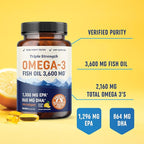 Omega 3 Fish Oil and Probiotic Capsules | Triple Strength EPA & DHA Omega 3 Burpless Softgels Plus Probiotic & Prebiotic Capsules for Gut Health & Immune Support | 60 Servings Each