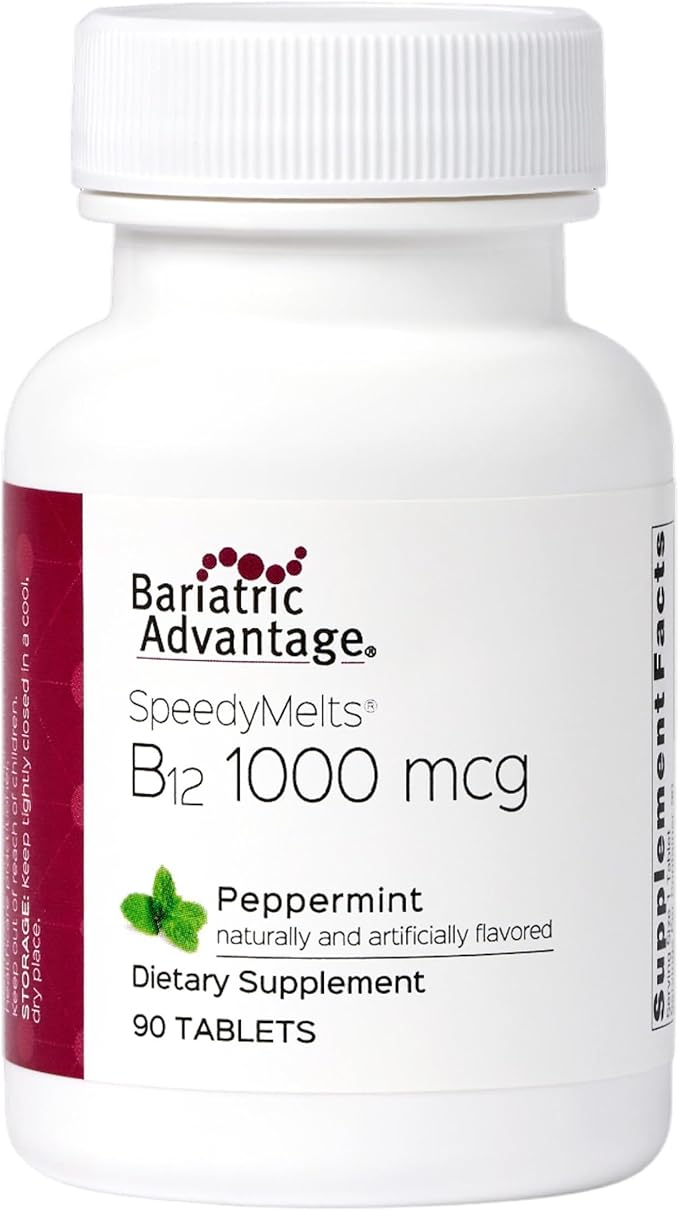 Bariatric Advantage SpeedyMelts B12 1000 mcg - Fast Melting with 200 mcg of Folic Acid for Nutritional Support* - Peppermint - 90 Count