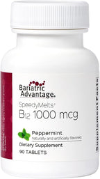 Bariatric Advantage SpeedyMelts B12 1000 mcg - Fast Melting with 200 mcg of Folic Acid for Nutritional Support* - Peppermint - 90 Count