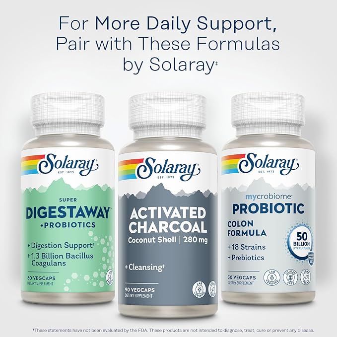 SOLARAY Activated Charcoal Supplement - 280mg per Serving, Coconut Source, for Men & Women, Inner Cleansing & Digestive Tract Support for Adults, Non-GMO, Vegan, & Lab Verified - 90 Count VegCaps