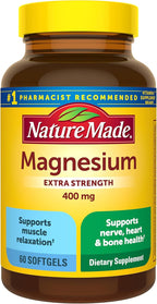 Nature Made Magnesium Oxide 400 mg Softgels, Extra Strength Magnesium Supplements for Men and Women, Support for Muscle, Nerve, Bone and Heart, 60 Day Supply