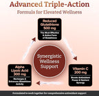 Glutathione 1000mg x 360 Tablets (6 Bottles of 60)- w/500mg Glutathione, 300mg ALA, and 200mg VIT C per Tablet