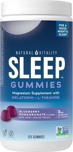 Natural Vitality Sleep Gummies, Magnesium Supplement with Melatonin and L-Theanine, Vegan, Gluten Free, Helps the Body Ease Into Sleep, Blueberry Pomegranate, 120 Count (Pack of 2)