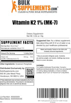BulkSupplements.com Vitamin K2 Powder - Vitamin K2 MK-7, as Menaquinone Powder - K2 Vitamin Supplement for Wellness, Gluten Free, 9mg per Serving, 10g (0.35 oz) (Pack of 1)