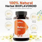 Rutin 500mg Supplement, Flavonoids Supplements from Sophora Japonica, Supports Vascular Health & Antioxidents, Non-GMO, Gluten-Free, Made in USA, 180 Vegan Capsules