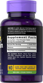 Carlyle Melatonin 3mg Fast Dissolve Tablets | 250 Count | Low Dose and Drug Free | Vegan, Non-GMO, Gluten Free