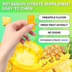 Potassium Citrate Gummies, High Potassium Supplement Gummies 1200mg Support Leg Cramps & Muscle Health, Vegan, Pineapple Flavor 60 Count