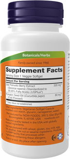 Now Supplements, Saw Palmetto Extract 320 mg with Pumpkin Seed Oil, Men's Health*, 90 Veg Softgels, (Pack of 2)