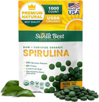 Sunlit Best Spirulina Tablets - Organic Spirulina Tablets USDA Premium 1000 Count - Natural Spirulinas Organic Burst for Immune Support Antioxidants, Energy Boost w/Chlorophyll - High Protein, Non GMO