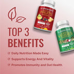 Approved Science Fruits & Veggies - 42 Whole Fruit and Veggie Supplement - Enhanced Health & Vitality - Daily Natural Vitamins, Minerals, Antioxidants - 270 Capsules Each - 3-Month Supply