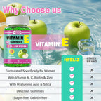 Vitamin E Gummies for Women – 400 IU (268mg) Vitamin E Supplements with Biotin & Hyaluronic Acid for Skin, Hair & Nails – Sugar Free, Vegan, Non-GMO – 60 Count