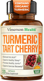 Tart Cherry Capsules – Turmeric Curcumin Supplement with Tart Cherry Extract & Celery Seed Extract – Turmeric Curcumin with Black Pepper for Uric Acid Balance, Joint Health & Sleep Aid - 120 Count