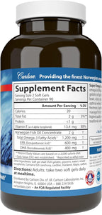 Carlson - Super Omega-3 Gems, 1200 mg Omega-3s, Cardiovascular Support, Brain Function & Vision Health, Norwegian, 180 soft gels