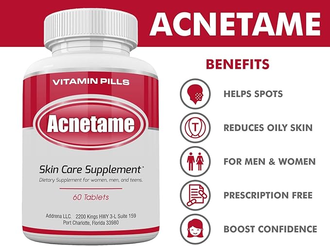 Acnetame Acne Pills 2 Pack 120 Pills- Vitamin Supplements for Acne Breakouts- Hormonal Pimple Tablets to Clear Oily Skin for Women, Men, Teens, and Adults