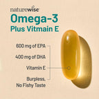 NatureWise Extra-Strength Omega 3 Fish Oil Supplement - 1000mg per Serving - 600 EPA & 400 DHA and Vitamin E - Support for Heart & Brain Health - Lemon Flavor, GMO-Free - 60 Softgels[1-Month Supply]