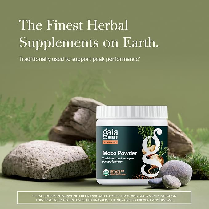 Gaia Herbs Maca Powder - Energy Supplement - Traditionally Used to Support Healthy Energy & Stamina* - Made with USDA Certified Organic Maca Root (Lepidium meyenii) - 8 Oz (69 Servings)