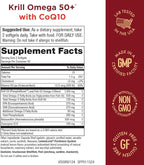 Krill Omega 50 Plus w/ CoQ10 from Purity Products - 1300mg Krill Oil and Fish Oil Blend - 100mg CoQ10-500mg Natural Astaxanthin - Support for Cardio, Joint and Brain Health - 60 Mini Soft Gels