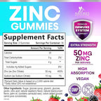 Zinc Gummies - 50mg Zinc Per Serving Immune Skin & Bone Support Health Gummy - Premium Antioxidant Chewable, High Absorption Vegan, Best Supplements Vitamin for Adults, Tasty Berry Flavor, 60 Gummies