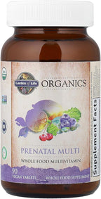 Garden of Life Organics Prenatal Multivitamin with Folate, B6, B12, D3 & Iron – Prenatal Vitamins for Women with Energy Metabolism Support for Healthy Fetal Development, Non-GMO, Vegan, 30 Servings