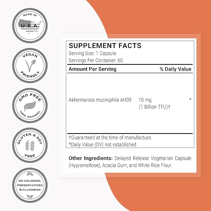 Supersmart Akkermansia Muciniphila 1 Billion TFU per Day (Pasteurized Probiotic) - Enhanced Absorption - Postbiotic Supplement | Non-GMO & Gluten Free - 60 Delayed Release Capsules