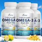 VivoNu Triple Strength Omega 3 Fish Oil - 4200mg, 360 Softgels | Enteric-Coated for No Fishy Aftertaste | Wild-Caught | Third-Party Tested