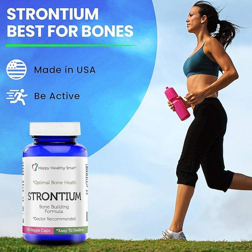 #1 Strontium Bone Healthy Supplement Recommended By Doctors Worldwide 90, Easy To Swallow Veggie Caps Made In The USA