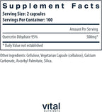 Vital Nutrients Quercetin - Vegan Quercetin Supplement with Bioflavonoids for Sinus, Respiratory, Heart, & Immune Function Support - Gluten, Dairy, Soy Free - 500mg - 200 Capsules