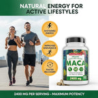 Organic Maca Root Capsules for Women & Men 2400mg per Serving - 150 Pills Black, Red, Yellow Maca Supplement - Gelatinized Macaroot, Non-GMO, Vegan by Peruvian Naturals