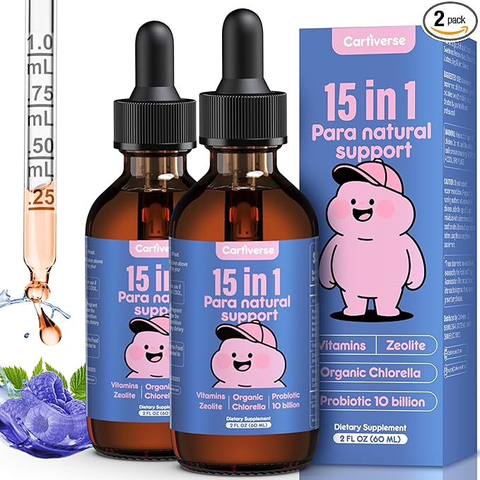Parasite Cleanse for Humans & Kids,Parasite Cleanse for Children,Zeolite Detox Liquid Drops,Candida Cleanse & Wellness Formula,Contains wormwood black walnut clove,Chlorella,Oregano,4 Fl Oz
