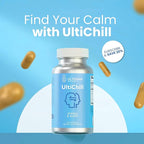 UltiChill Stress Relief Supplement, Non-Drowsy | for Enhanced Mood, Immune Booster & Sleep Support | Magnesium Glycinate, Vitamin B6, KSM-66 Ashwagandha, Turmeric & 5-HTP | Non-GMO, 60 Count